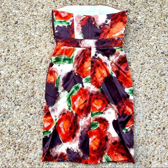 J. Crew Silk Floral Strapless Sample Lined Dress Size 6 - Picture 9 of 9
